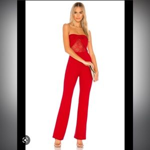 Lovers & Friends Lacy Red Jumpsuit (Size M)